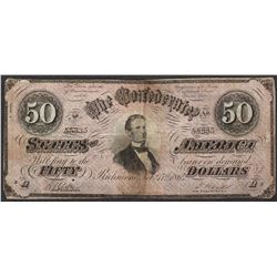 1864 $50 Confederate States of America Note