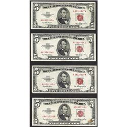 Lot of (4) 1953 $5 Legal Tender Notes