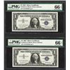 Image 1 : Lot of (2) Consecutive 1957 $1 Silver Certificate Notes PMG Gem Uncirculated 66E