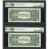 Image 2 : Lot of (2) Consecutive 1957 $1 Silver Certificate Notes PMG Gem Uncirculated 66E