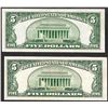 Image 2 : Lot of (2) 1953A $5 Silver Certificate Notes