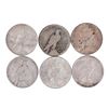 Image 2 : Lot of (6) $1 Peace Silver Dollar Coins