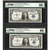 Image 1 : Lot of (2) Consecutive 1957 $1 Silver Certificate Notes PMG Gem Uncirculated 66E