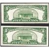 Image 2 : Lot of (2) 1953 $5 Silver Certificate Notes