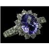 Image 2 : 14KT White Gold 3.26 ctw Oval Cut Tanzanite and Diamond Anniversary Band Ring