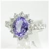 Image 6 : 14KT White Gold 3.26 ctw Oval Cut Tanzanite and Diamond Anniversary Band Ring