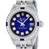 Image 2 : Rolex Ladies Stainless Steel Blue Vignette Diamond and Sapphire Datejust Wristwa