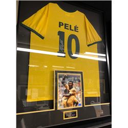 Framed Pele Signed Jersey w/ Photo