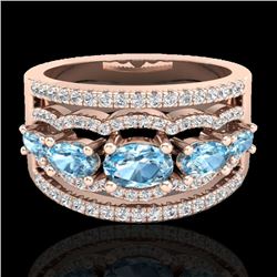 2.25 CTW Sky Blue Topaz & Micro Pave VS/SI Diamond Designer Ring 10K Rose Gold - REF-72W2F - 20794