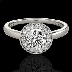 1.15 CTW H-SI/I Certified Diamond Solitaire Halo Ring 10K White Gold - REF-152M8H - 33463