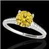 Image 1 : 1.5 CTW Certified Si/I Fancy Intense Yellow Diamond Solitaire Ring 10K White Gold - REF-214A2X - 348