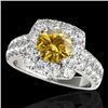 Image 1 : 2.25 CTW Certified Si/I Fancy Intense Yellow Diamond Solitaire Halo Ring 10K White Gold - REF-229H3A