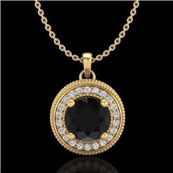 1.25 CTW Fancy Black Diamond Solitaire Art Deco Stud Necklace 18K Yellow Gold - REF-89X3T - 38019