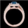 Image 2 : 1.65 CTW Si Certified Fancy Blue Diamond Solitaire Halo Ring 10K Rose Gold - REF-200W2F - 33478
