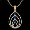 Image 2 : 2 CTW Sapphire & Micro Pave VS/SI Diamond Designer Necklace 18K Yellow Gold - REF-133W3F - 22472
