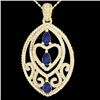 Image 1 : 3.50 CTW Tanzanite & Micro VS/SI Diamond Heart Necklace 18 18K Yellow Gold - REF-218A2X - 21298