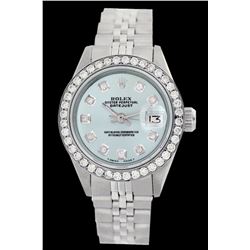 Rolex Men's Stainless Steel, QuickSet, Diamond Dial & Diamond Bezel - REF-569H4W