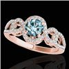 Image 1 : 1.38 CTW Si Certified Fancy Blue Diamond Solitaire Halo Ring 10K Rose Gold - REF-174H5A - 33924