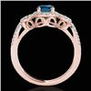 Image 2 : 1.38 CTW Si Certified Fancy Blue Diamond Solitaire Halo Ring 10K Rose Gold - REF-174H5A - 33924