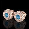 Image 1 : 1.5 CTW Fancy Intense Blue Diamond Art Deco Stud Earrings 18K Rose Gold - REF-178M2H - 37699