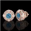 Image 2 : 1.5 CTW Fancy Intense Blue Diamond Art Deco Stud Earrings 18K Rose Gold - REF-178M2H - 37699