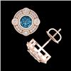Image 4 : 1.5 CTW Fancy Intense Blue Diamond Art Deco Stud Earrings 18K Rose Gold - REF-178M2H - 37699