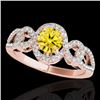 Image 1 : 1.38 CTW Certified Si/I Fancy Intense Yellow Diamond Solitaire Halo Ring 10K Rose Gold - REF-174T5M 