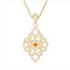 Image 4 : 1.40 CTW Citrine & Micro Pave VS/SI Diamond Designer Necklace 14K Yellow Gold - REF-127M3H - 22554