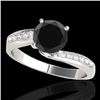 Image 1 : 1.4 CTW Certified VS Black Diamond Bypass Solitaire Ring 10K White Gold - REF-54W2F - 35075