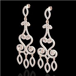 3.25 CTW VS/SI Diamond Micro Pave Designer Earrings 14K Rose Gold - REF-253A6X - 22416