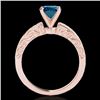 Image 2 : 1.18 CTW Si Certified Blue Diamond Solitaire Antique Ring 10K Rose Gold - REF-160X2T - 34609