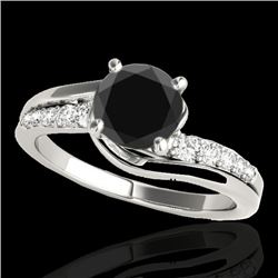 1.31 CTW Certified VS Black Diamond Bypass Solitaire Ring 10K White Gold - REF-57H8A - 35118