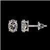 Image 2 : 1 CTW Certified VS/SI Quality Oval Diamond Solitaire Stud Earrings 10K White Gold - REF-147H2A - 330