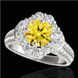 2.16 CTW Certified Si/I Fancy Intense Yellow Diamond Solitaire Halo Ring 10K White Gold - REF-221N8Y