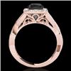 Image 2 : 2 CTW Certified VS Black Diamond Solitaire Halo Ring 10K Rose Gold - REF-91W3F - 33320