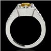 Image 2 : 2 CTW Certified Si/I Fancy Intense Yellow Diamond Solitaire Halo Ring 10K White Gold - REF-236M4H - 