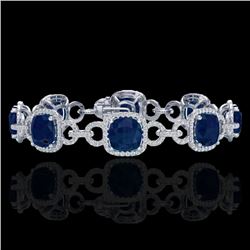 25 CTW Sapphire & Micro VS/SI Diamond Bracelet 14K White Gold - REF-418N2Y - 23030