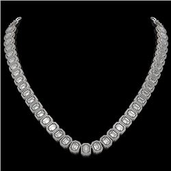 40.3 CTW Emerald Cut Diamond Designer Necklace 18K White Gold - REF-8402M2H - 42785