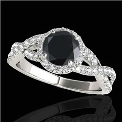 1.54 CTW Certified VS Black Diamond Solitaire Halo Ring 10K White Gold - REF-72N2Y - 33790