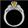 Image 2 : 2 CTW Certified Si/I Fancy Intense Yellow Diamond Pave Solitaire Ring 10K White Gold - REF-221F8N - 