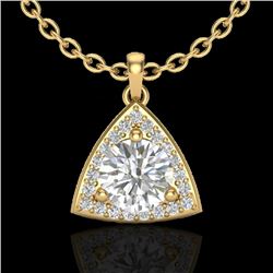 1.50 CTW Micro Pave Halo VS/SI Diamond Necklace 18K Yellow Gold - REF-385T8M - 20525
