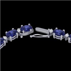 34 CTW Tanzanite & VS/SI Diamond Eternity Tennis Necklace 10K White Gold - REF-281Y8K - 21606