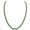Image 4 : 68 CTW Emerald Eternity Designer Inspired Tennis Necklace 14K Yellow Gold - REF-234T9M - 23402