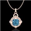 Image 1 : 1.57 CTW Fancy Intense Blue Diamond Micro Pave Stud Necklace 18K Rose Gold - REF-147K3W - 37636