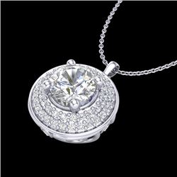 1.25 CTW VS/SI Diamond Solitaire Art Deco Necklace 18K White Gold - REF-272A8X - 37259