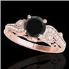 Image 1 : 1.5 CTW Certified VS Black Diamond Solitaire Antique Ring 10K Rose Gold - REF-59H5A - 34805