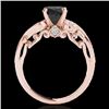 Image 2 : 1.5 CTW Certified VS Black Diamond Solitaire Antique Ring 10K Rose Gold - REF-59H5A - 34805