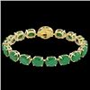 Image 2 : 76 CTW Emerald & Micro Pave VS/SI Diamond Halo Bracelet 14K Yellow Gold - REF-461X5T - 22258
