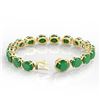 Image 4 : 76 CTW Emerald & Micro Pave VS/SI Diamond Halo Bracelet 14K Yellow Gold - REF-461X5T - 22258