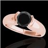 Image 1 : 1 CTW Certified VS Black Diamond Solitaire Ring 10K Rose Gold - REF-61F8N - 35177